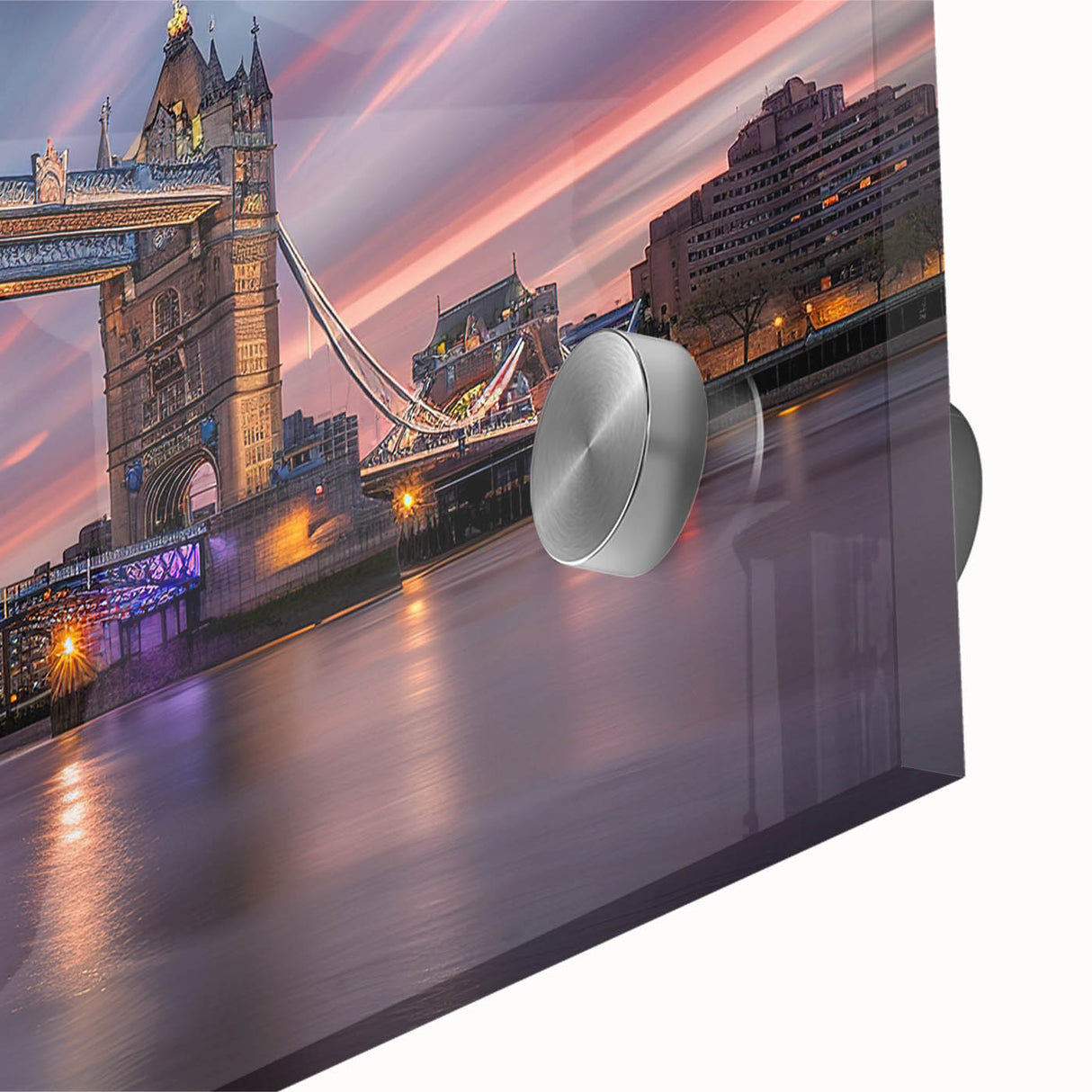 Large abstract depiction of London on acrylic glass in mid-century modernist style, suitable for dining room art.