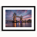 Abstract art print of London scenery in vibrant colors on a large textured canvas, ideal for living room decor.