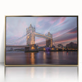 Art Deco poster of London scenery in muted gold and black tones on framed acrylic, suitable for modern art wall decor.