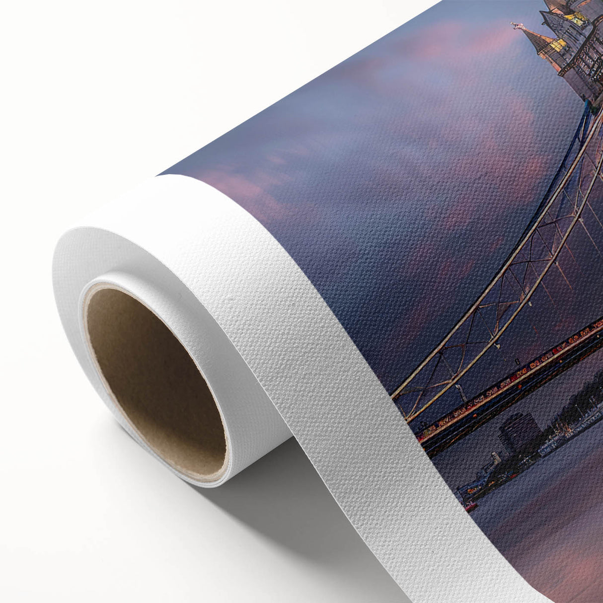 Art Deco poster of London skyline in pastel shades on rolled canvas, ideal for nursery wall art.
