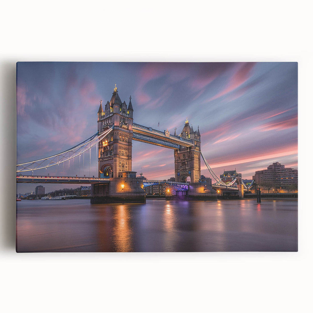 Black and white stretched canvas of London scenery, ideal for kitchen wall art or bedroom ambiance.