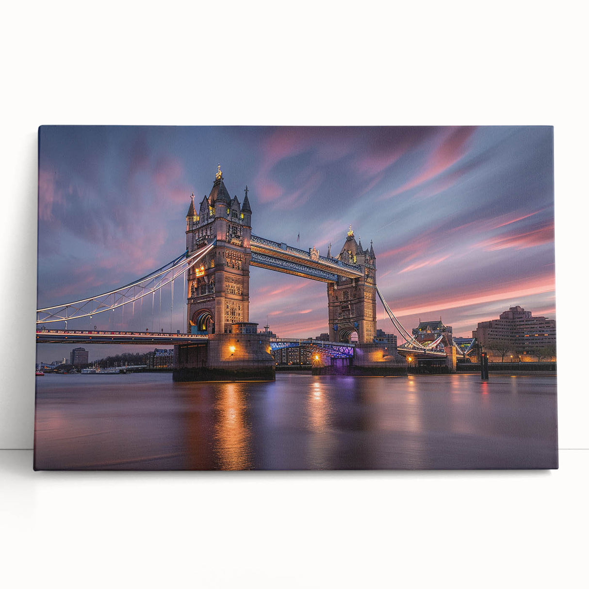 Black and white large art of London scenery on stretched canvas, ideal for kitchen wall art.