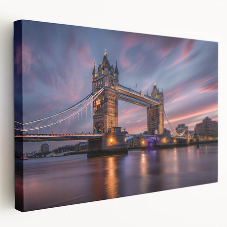 Large art of London skyline in muted gray tones on stretched canvas, ideal for kitchen wall art.