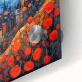 Large abstract wall art of Paris scenery in muted earth tones on acrylic glass, ideal for dining room decor.