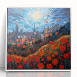 Mid-century modernist art depicting the Eiffel Tower in muted gray tones on a framed acrylic.