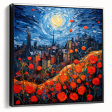 Black and white vintage poster art of Paris landscape on framed canvas, ideal for bedroom decor.