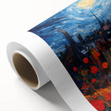 Art Deco poster of Paris scenery on rolled canvas, featuring soft pastel colors, ideal for nursery wall art or dining room.