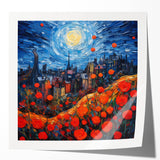 Extra large rolled print of Paris scenery with vibrant floral elements, ideal for art wall dining room.