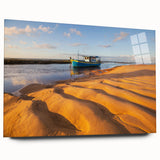 Large abstract acrylic print of a vibrant Brazilian landscape, ideal for bedroom or dining room art.