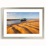 Textured abstract art print featuring a vibrant, colorful depiction of a Brazilian landscape, framed in silver.