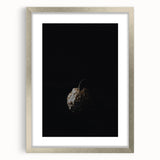 Textured abstract art print in warm autumn hues on a silver-framed canvas, ideal for bedroom wall decor.