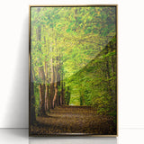 Large art print of a mid-century modernist spring scene in pastel shades on acrylic, ideal for nursery wall art.