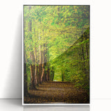 Art deco poster featuring a spring scene in pastel shades on white framed acrylic, suitable for nursery wall art.