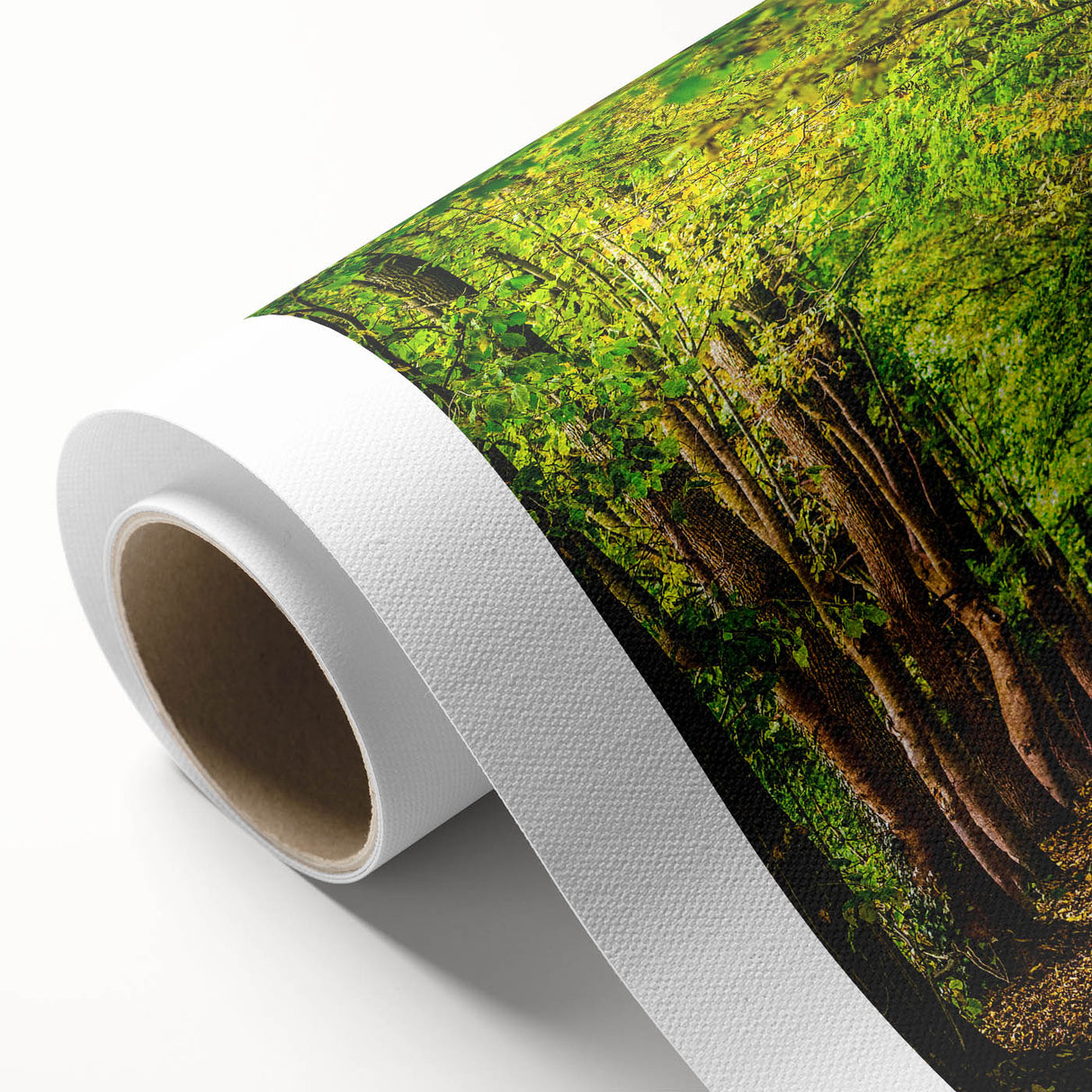 Art deco poster featuring a stylized spring scene in pastel shades on rolled canvas, suitable for nursery wall art.