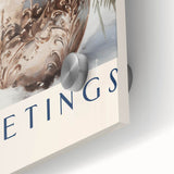 Large abstract wall art on acrylic glass depicting winter theme in muted blue and white tones.