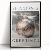 Large abstract wall art depicting a winter scene in muted gray and blue tones, framed in black acrylic.