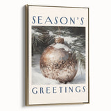 Winter landscape painting on framed canvas with muted blue and white tones, ideal for bedroom wall art.