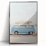 Mid-century modernist art deco poster featuring geometric shapes in silver and blue tones on acrylic.