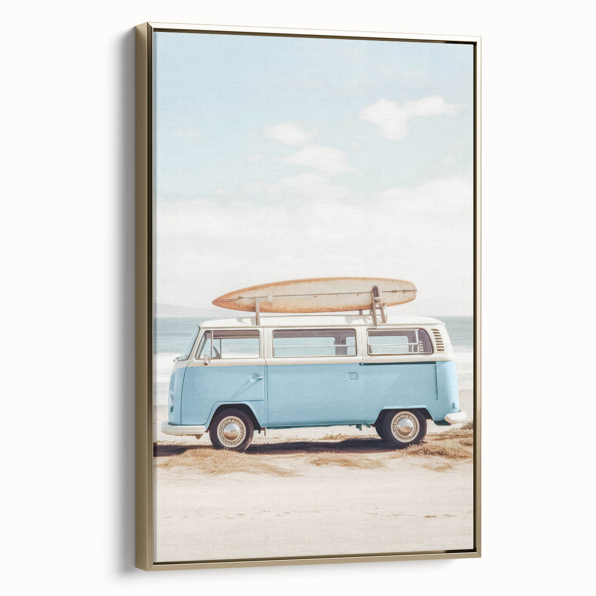 Framed canvas featuring a vintage-style landscape painting with muted earth tones, ideal for bedroom wall art.