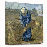 Acrylic glass print of a Van Gogh-inspired abstract painting in vibrant blue and yellow tones.