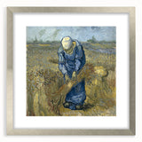 Extra large abstract art print with textured brush strokes in blues and greens, framed in silver.