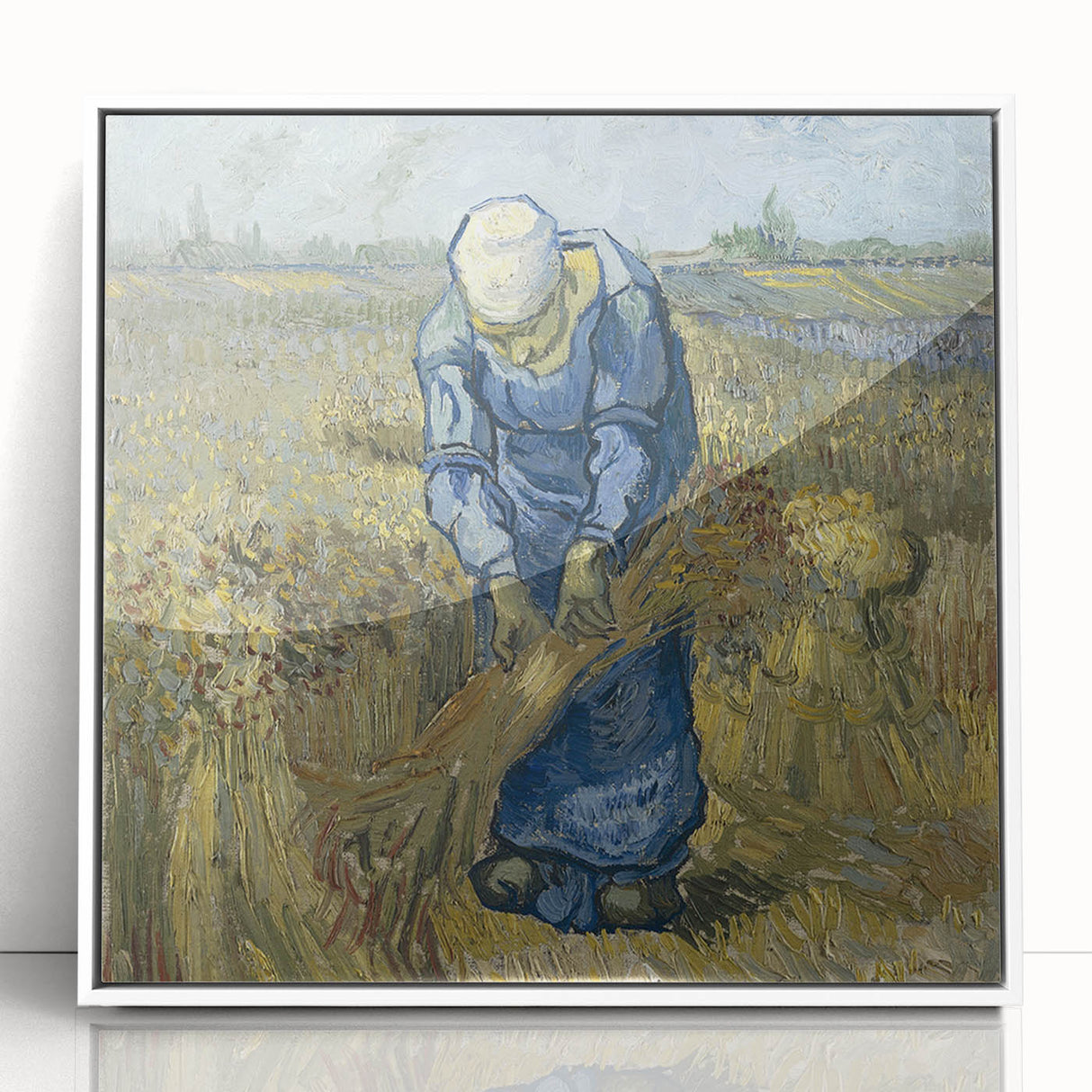 Mid-century modernist art deco poster featuring a Van Gogh-inspired abstract design in vibrant colors on white acrylic.