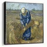 Black and white framed canvas featuring a vintage-style landscape painting, ideal for bedroom decor.