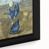 Close-up of extra large framed canvas featuring a textured, colorful depiction of Van Gogh's style on a black background.