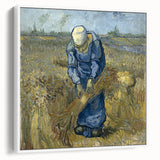 Vintage poster art of Van Gogh's painting on a white framed canvas, featuring a palette of vibrant colors.
