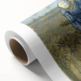 Art deco-style poster depicting a starry night sky in vibrant blue and yellow tones, printed on rolled canvas.