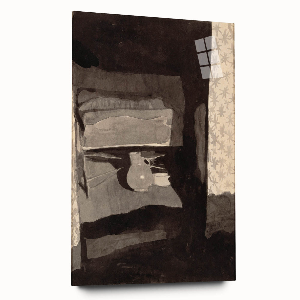 Modern Wall Art - Monochromatic Abstract Bedroom Scene in Grayscale