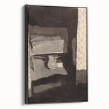 Modern Wall Art - Monochromatic Abstract Bedroom Scene in Grayscale