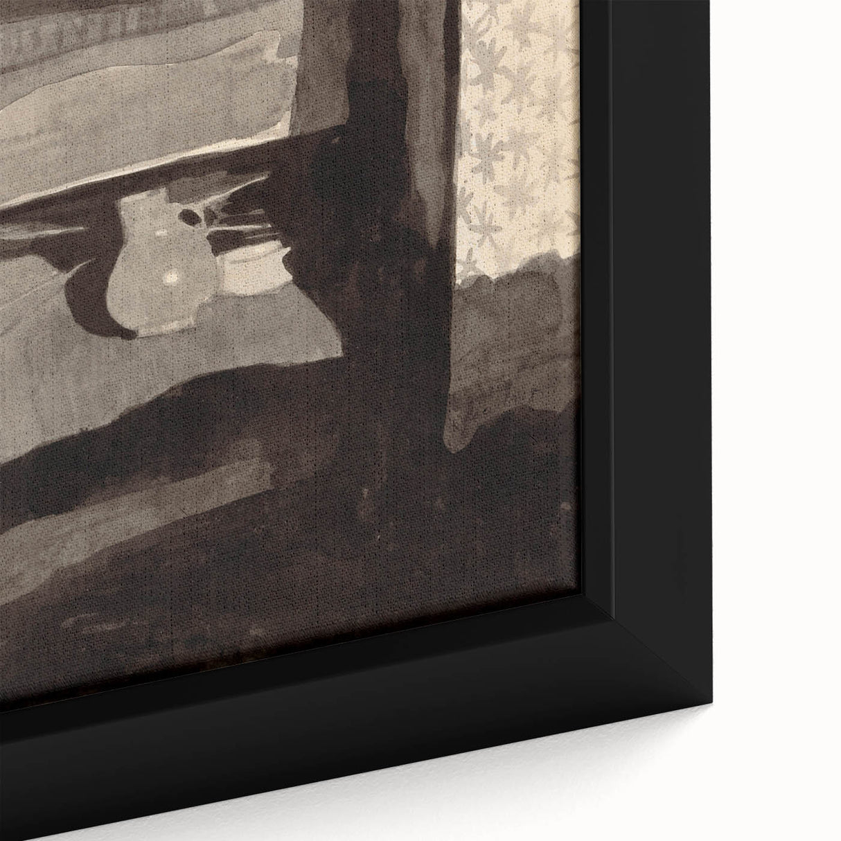 Modern Wall Art - Monochromatic Abstract Bedroom Scene in Grayscale