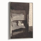 Modern Wall Art - Monochromatic Abstract Bedroom Scene in Grayscale
