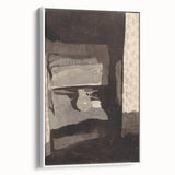 Modern Wall Art - Monochromatic Abstract Bedroom Scene in Grayscale