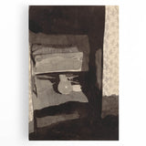 Modern Wall Art - Monochromatic Abstract Bedroom Scene in Grayscale