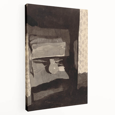 Modern Wall Art - Monochromatic Abstract Bedroom Scene in Grayscale