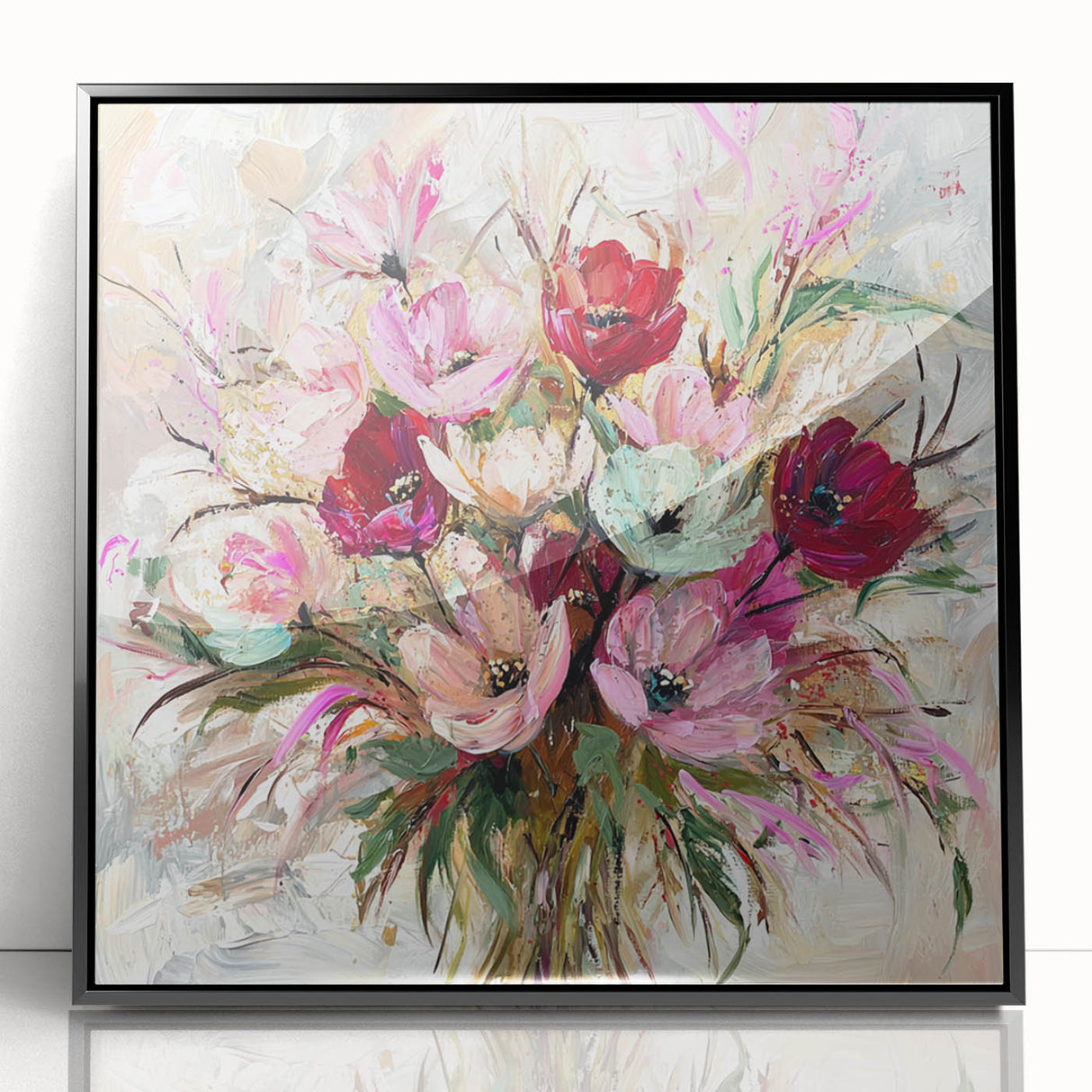 Vibrant Floral Bouquet - Modern Living Room Wall Art