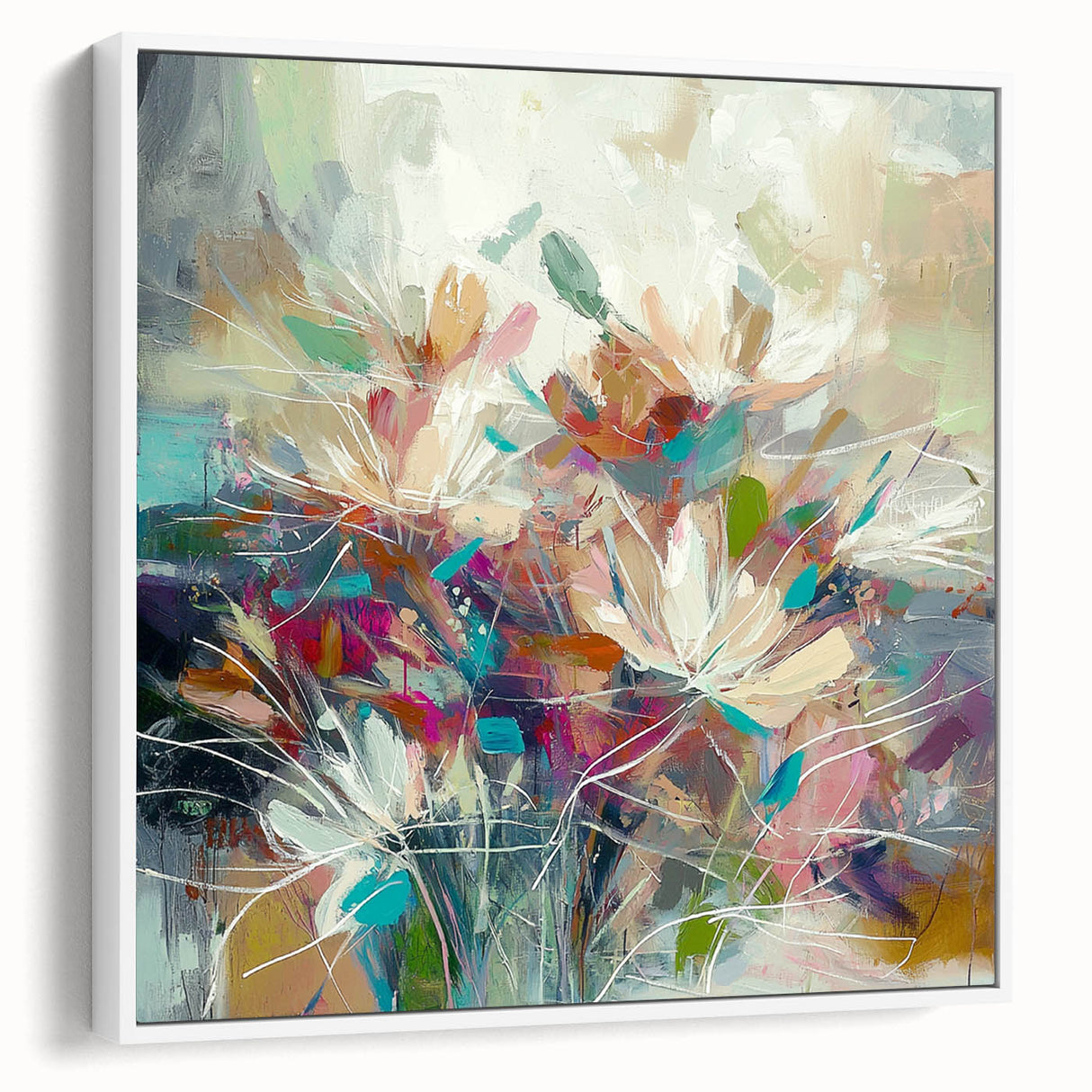 Abstract Floral Harmony - Modern Living Room Wall Art