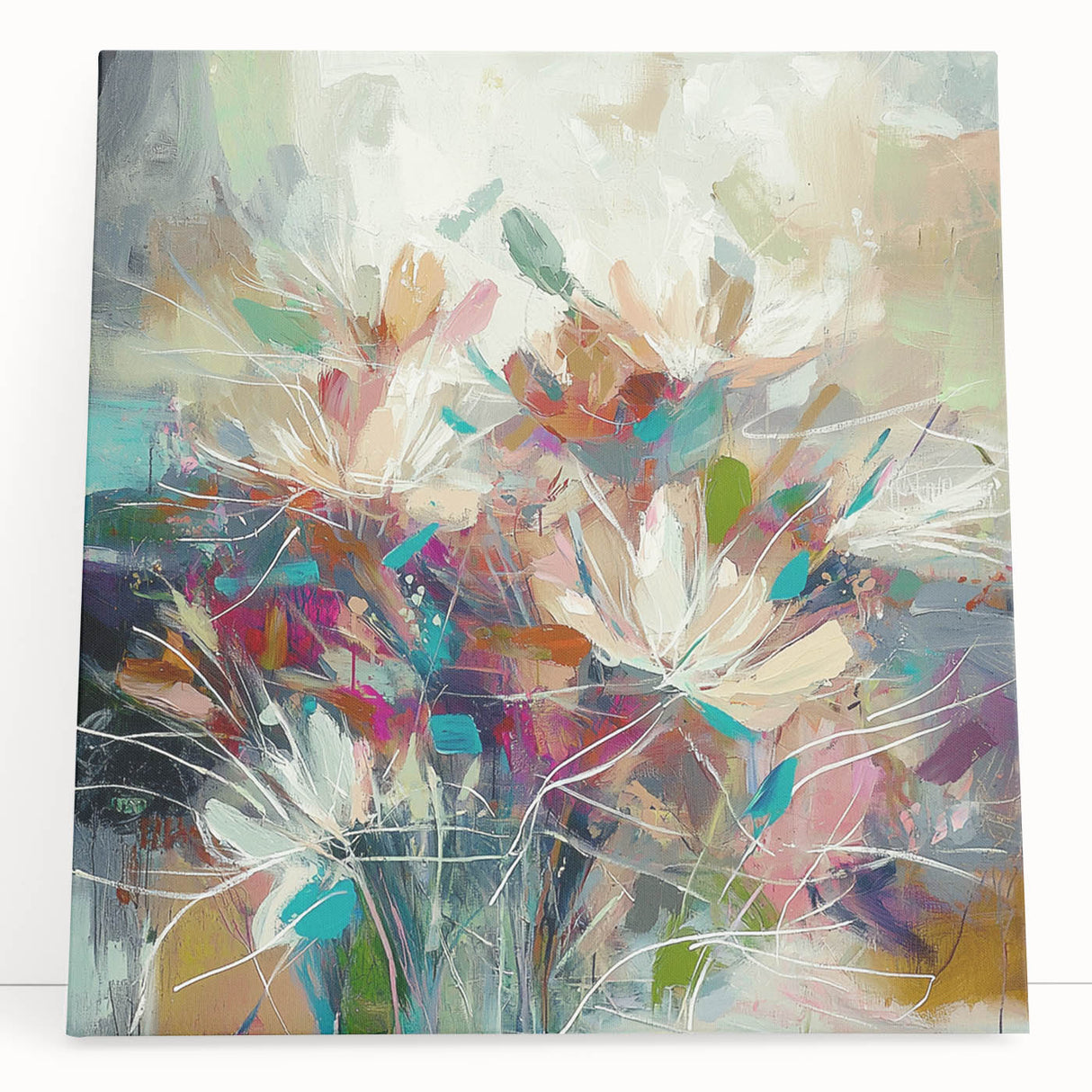 Abstract Floral Harmony - Modern Living Room Wall Art
