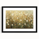 Golden Wildflower Meadow - Modern Living Room Wall Art