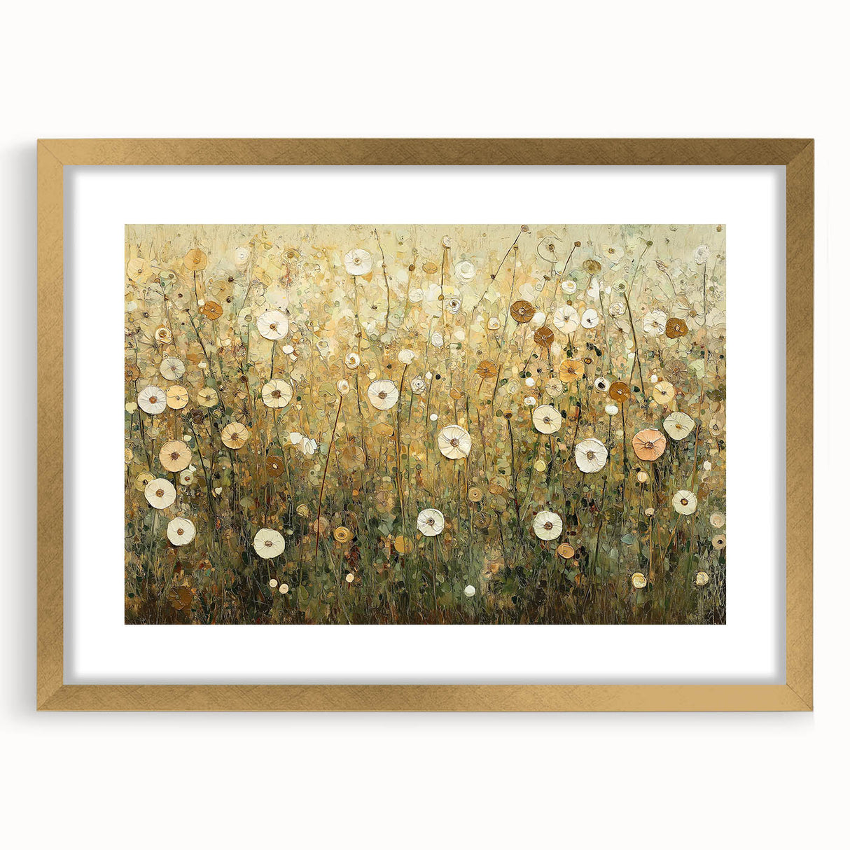 Golden Wildflower Meadow - Modern Living Room Wall Art