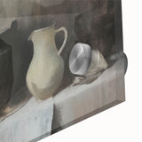 Large abstract wall art in mid-century modernist style on acrylic glass, featuring bold, organic shapes in earth tones.