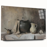 Large abstract wall art on acrylic glass featuring swirling blue and grey tones.