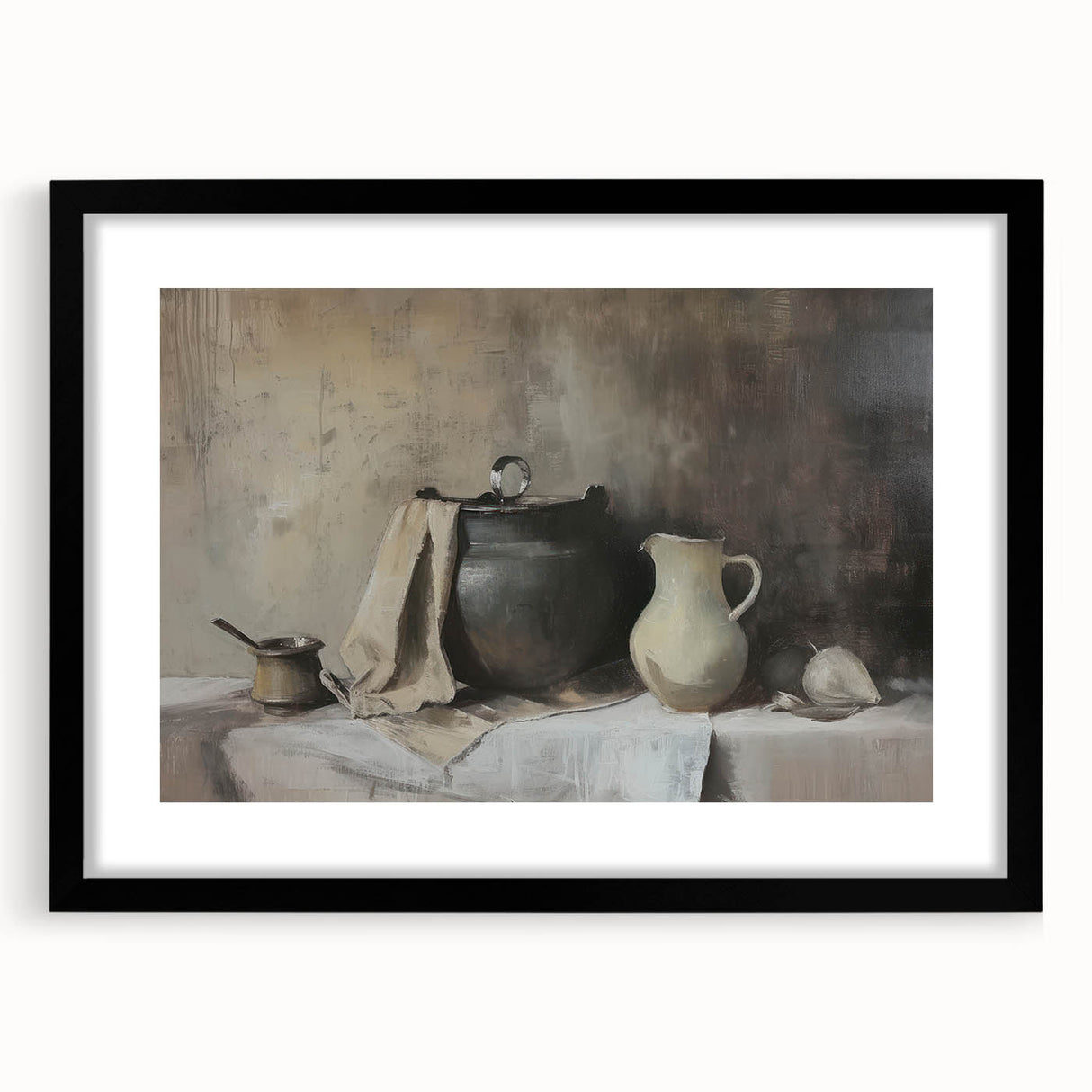 Extra large, textured abstract art print featuring vibrant, colorful swirls on a black framed canvas.