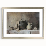 Textured abstract art print in silver frame, featuring swirling gray and white patterns, ideal for bedroom wall decor.