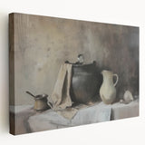 Large stretched canvas featuring an array of colorful kitchen utensils, ideal for kitchen wall art.