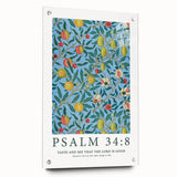 Biblical Typography Wall Art - Psalm 34:8 Floral Canvas Print