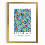 Biblical Typography Wall Art - Psalm 34:8 Floral Canvas Print