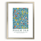 Biblical Typography Wall Art - Psalm 34:8 Floral Canvas Print